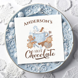 Hete Chocolade Blauwe Kerstmis Naam Papier Servett Servet