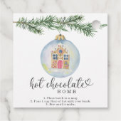 Hete chocolade bom tag. Waterverf winter Bedankjes Labels (Achterkant)