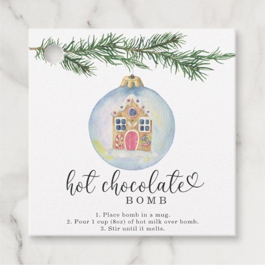 Hete chocolade bom tag. Waterverf winter Bedankjes Labels (Voorkant)