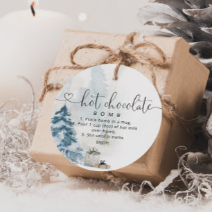 Hete chocolade bom tag. Winter warme cacaobom Bedankjes Labels