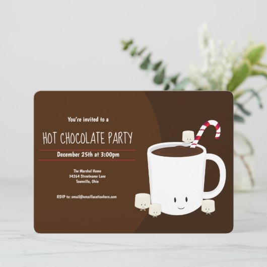 Hete Chocolade Bruin Kerstmis Partij Horizontaal Kaart (Staand voorkant)