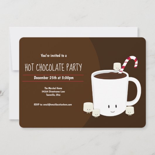 Hete Chocolade Bruin Kerstmis Partij Horizontaal Kaart (Voorkant)