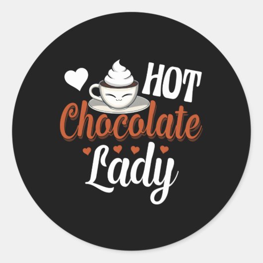Hete Chocolade Dame Hete Chocolade Zoet Ronde Sticker (Voorkant)
