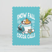 Hete Chocolade en Winter Charme - Sneeuwval Chocol Kaart (Staand voorkant)