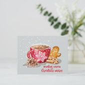 Hete Chocolade Gingerbread Kerstwensen Feestdagenkaart (Staand voorkant)