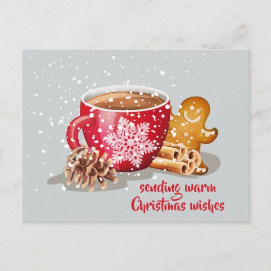 Hete Chocolade Gingerbread Kerstwensen Feestdagenkaart (Voorkant)