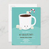 Hete Chocolade Hete Cacao Blauwgroen Kerstfeest Uitnodiging Briefkaart (Voorkant / Achterkant)
