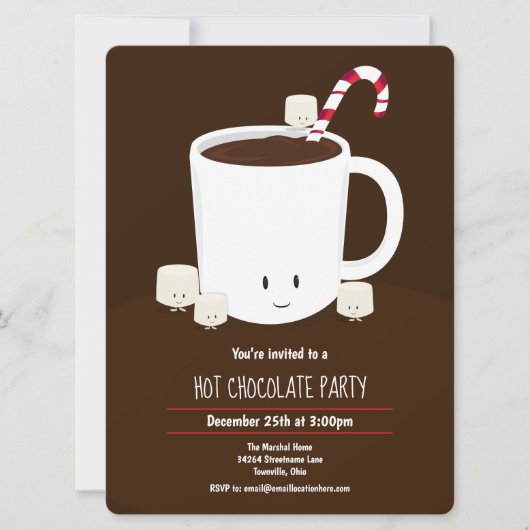 Hete Chocolade Hete Cacao Bruin Wit Xmas Partij Kaart (Voorkant)