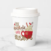 Hete Chocolade & Kerst Fantasievolle Feestdagen Papieren Bekers (Voorkant)