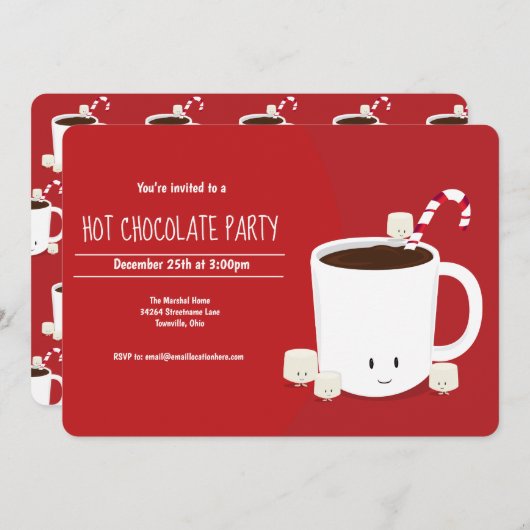Hete Chocolade Kerstmis Partij Horizontaal Kaart (Voorkant / Achterkant)