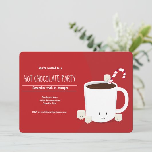 Hete Chocolade Kerstmis Partij Horizontaal Kaart (Staand voorkant)