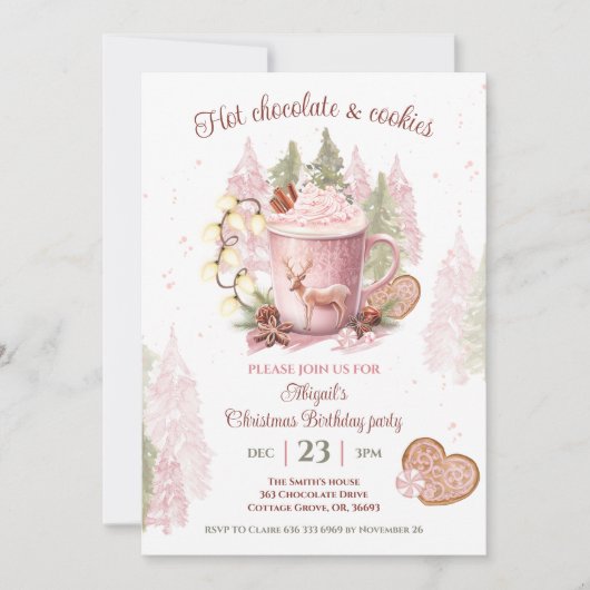 Hete Chocolade Kerstmis Verjaardagsfeestuitnodigin Kaart (Voorkant)