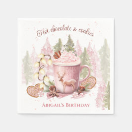 Hete Chocolade Kerstmis Verjaardagspapier Servette Servet