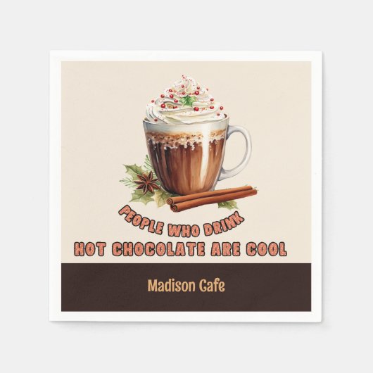 Hete Chocolade Koele Mensen Aangepaste Naam Servet (Voorkant)