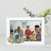 Hete Chocolade met Cookies en Groen Vlakke Foto Feestdagenkaart (Staand voorkant)