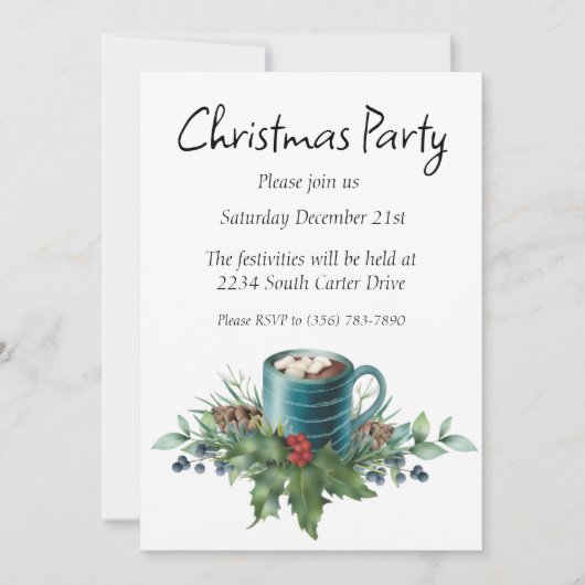 Hete Chocolade met Holly en Wintergroen Kaart (Voorkant)