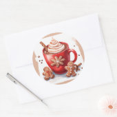 Hete Chocolade met kaneel en speculaas Ronde Sticker (Envelop)