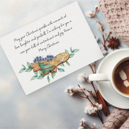 Hete Chocolade met Koekjes en Groen Flat Feestdagenkaart