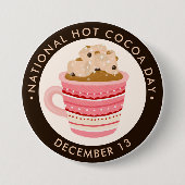 Hete Chocolade met marshmallows en chips Ronde Button 7,6 Cm (Voorkant)