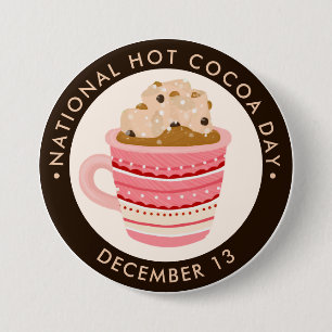 Hete Chocolade met marshmallows en chips Ronde Button 7,6 Cm