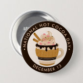 Hete Chocolade met slagroom Ronde Button 7,6 Cm (Voorkant /achterkant)