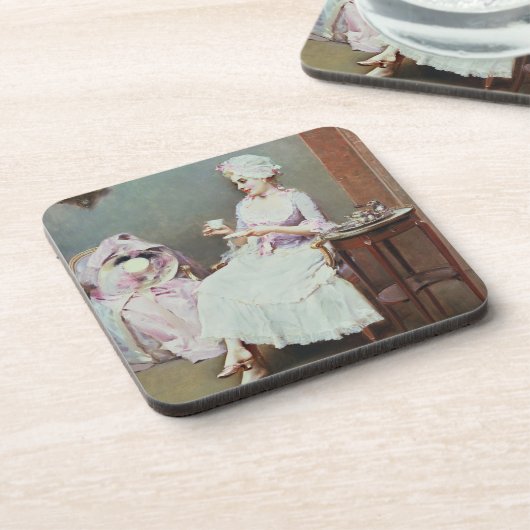 Hete chocolade (olie op doek) bier onderzetter (Linkerzijde)