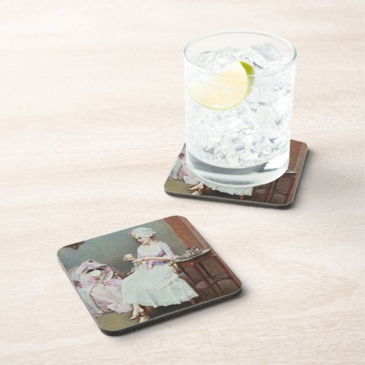 Hete chocolade (olie op doek) bier onderzetter (Rechterzijde)