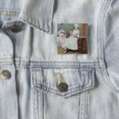 Hete chocolade (olie op doek) vierkante button 5,1 cm (In situ)