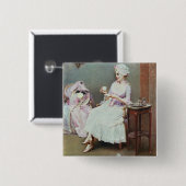 Hete chocolade (olie op doek) vierkante button 5,1 cm (Voorkant /achterkant)