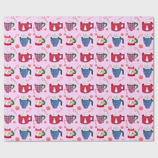 Hete chocolade pepermunt partij cadeaupapier (Vlak)