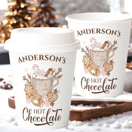 Hete Chocolade Roze Beige Kerstmis Naam Papier Cup Papieren Bekers