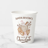 Hete Chocolade Roze Beige Kerstmis Naam Papier Cup Papieren Bekers (Achterkant)
