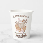 Hete Chocolade Roze Beige Kerstmis Naam Papier Cup Papieren Bekers (Voorkant)