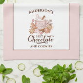 Hete Chocolade Roze Kerstmis Naam Keukenhanddoek (Gevouwen)