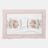 Hete Chocolade Roze Kerstmis Naam Keukenhanddoek (Horizontaal)