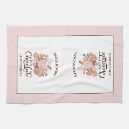 Hete Chocolade Roze Kerstmis Naam Keukenhanddoek