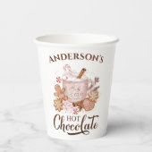 Hete Chocolade Roze Kerstmis Naam Papier Cups Papieren Bekers (Achterkant)