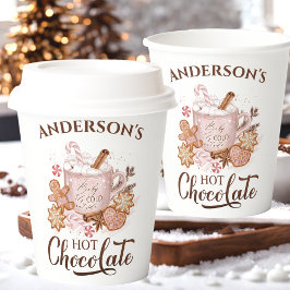 Hete Chocolade Roze Kerstmis Naam Papier Cups Papieren Bekers