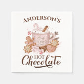 Hete Chocolade Roze Kerstmis Naam Papier Servetten (Voorkant)