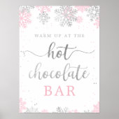 Hete Chocolade Roze Zilver Winter Sneeuwvlokken Poster (Voorkant)