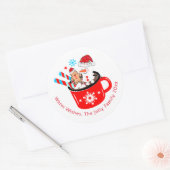 Hete Chocolade Schattige Gingerbread Christmas Ronde Sticker (Envelop)