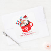 Hete Chocolade Schattige Gingerbread Christmas Vierkante Sticker (Envelop)