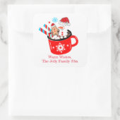 Hete Chocolade Schattige Gingerbread Christmas Vierkante Sticker (Tas)