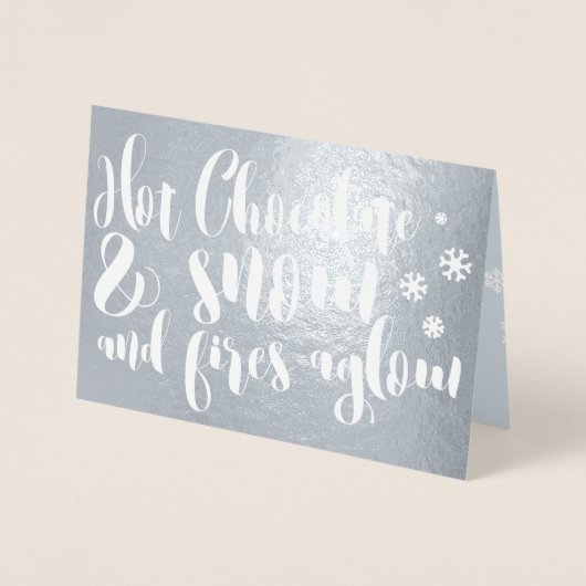 Hete Chocolade & Sneeuwrijm Typografie Ontwerp Folie Kaarten (Voorkant)