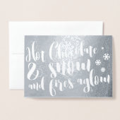 Hete Chocolade & Sneeuwrijm Typografie Ontwerp Folie Kaarten (Voorkant met envelop)