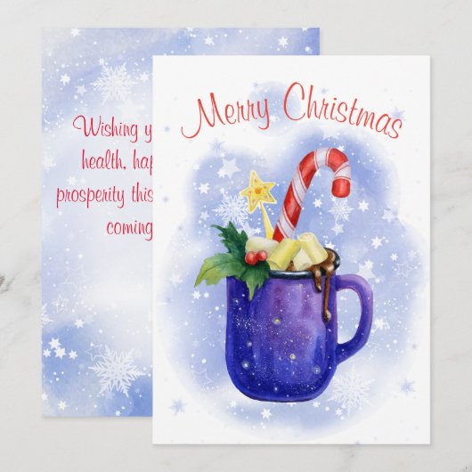 Hete chocolade-snoepriet feestdagenkaart (Voorkant / Achterkant)