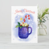 Hete chocolade-snoepriet feestdagenkaart (Staand voorkant)