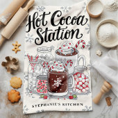 Hete Chocolade Station Persoonlijke Kerstmis Theedoek