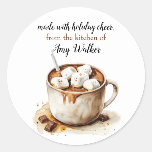 Hete Chocolade Thuisgemaakte Cacaomix Stickers (Voorkant)