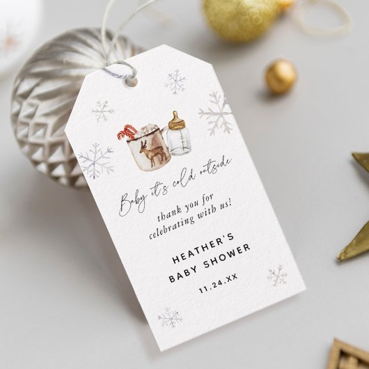 Hete Chocolade Winter Baby Shower Favoren Cadeaulabel